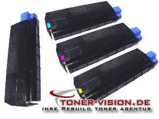 OKI C 5100 / 5400 Toner Rainbow-Kit (bk,c,m,y) rebuilt
